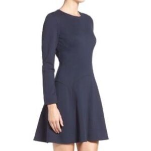 Eliza J Blue Long Sleeve Fit & Flare knit Dress 8P